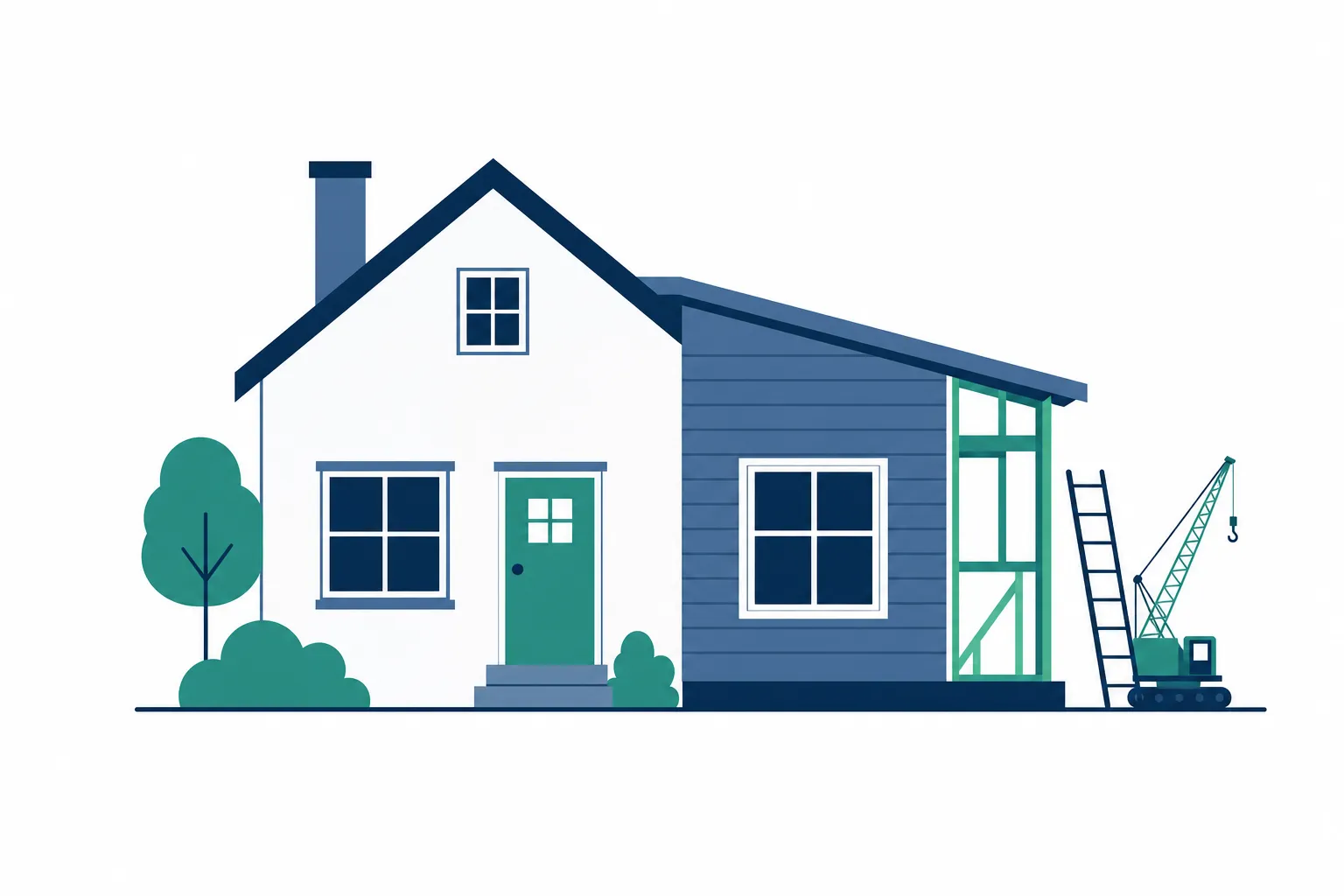 Ilustración: casa con una ampliación construida